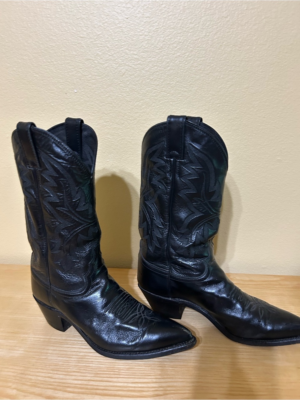 Justin Boots Mens London Calf Leather Cowboy Western Riding Rodeo Buck Black 9